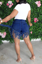 Load image into Gallery viewer, Unusual Fringed Denim Shorts