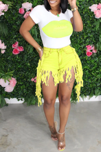 Load image into Gallery viewer, Unusual Fringed Denim Shorts