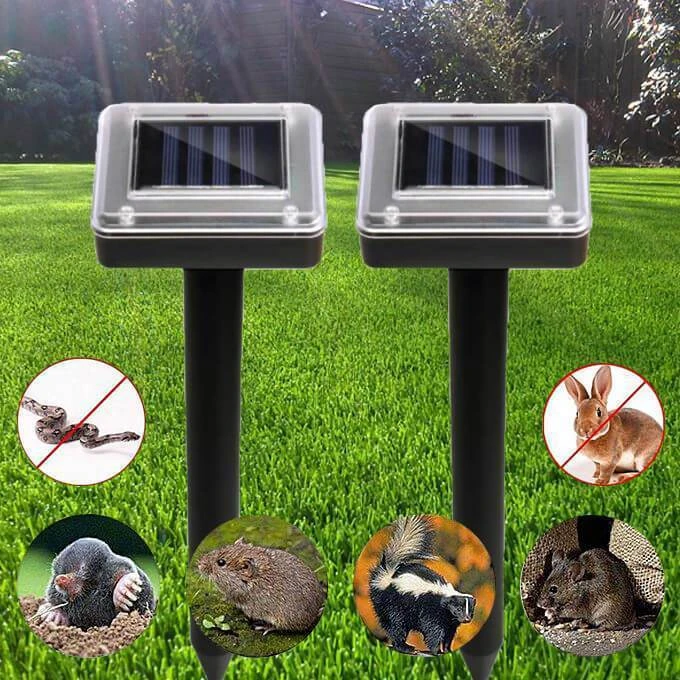 SOLAR POWER ULTRASONIC SONIC MOUSE MOLE SNAKES PEST RODENT REPELLER