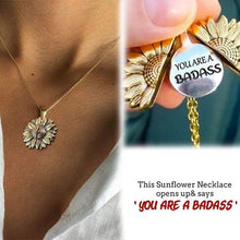 Load image into Gallery viewer, YOU ARE A BADASS SUNFLOWER NECKLACE
